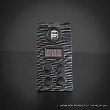 Botton Switch Panel with Digital Voltmeter USB Charger Socket